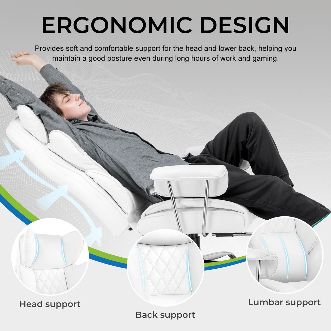 Ergonomic Office Chair – Big & Tall, Wide Seat, Lumbar Support, Adjustable Footrest